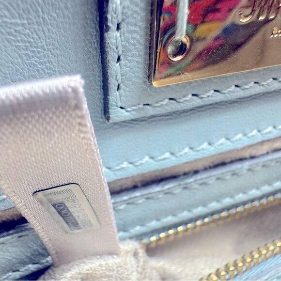 Auth Jimmy Choo Light Blue Star Studded 2way Mini Riley Satchel Top Hanfle Tote - Picture 13 of 15